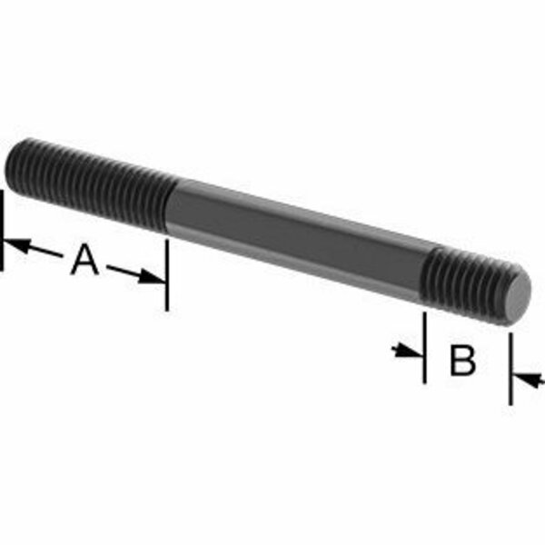 Bsc Preferred Black-Oxide ST Threaded on Both Ends Stud 1/2-13 Thread Size 5 Long 1-3/4 and 3/4 Long Threads 91025A732